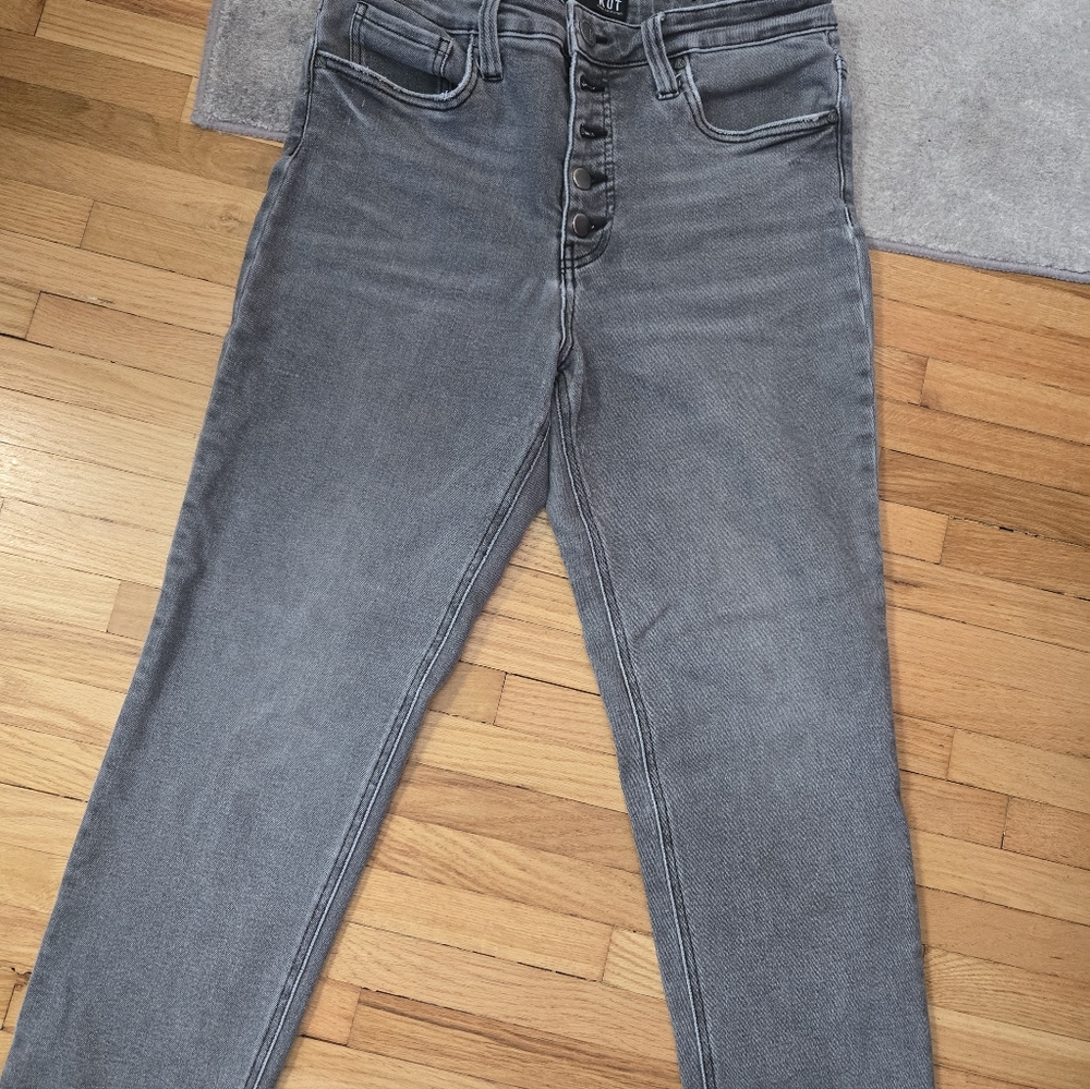 Kut from the Kloth Gray High-Rise Skinny Jeans with Button Fly